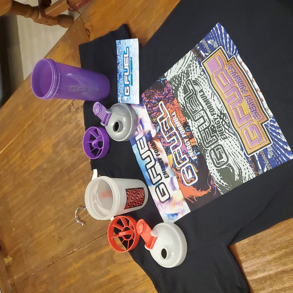 GFuel Shirt Shaker Cups and Sticker Set Used